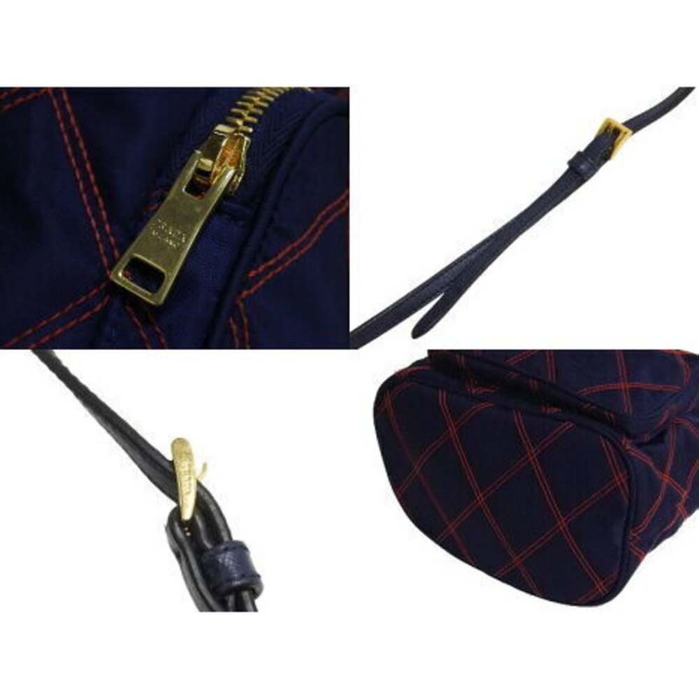 Prada shoulder bag drawstring check pattern trian… - image 6